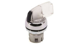 Sprecher + Schuh Pilot Devices D7M-LHR37 Selector Switch - Illuminated 3 Position Spring/R  Long Knob Clear w/Black Insert